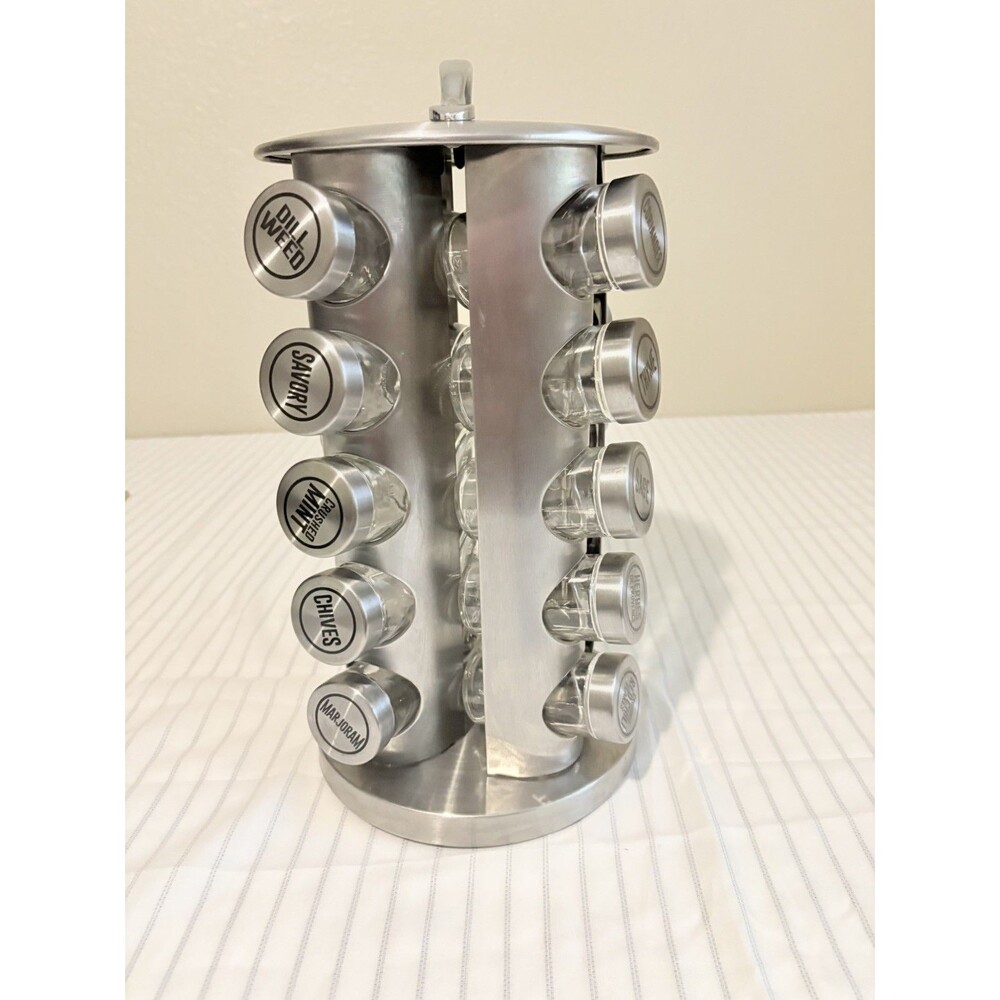 Kamenstein 20-Jar Revolving Stainless Steel Spice Rack with Handle